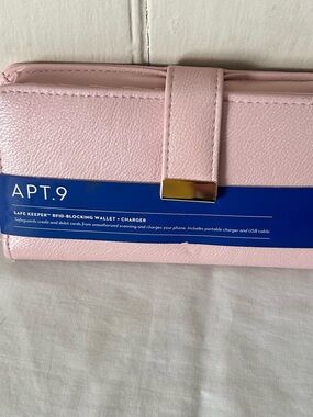 NWT Apt. 9 Safe Keeper RFID-Blocking Wallet & Phone Charger/Pink